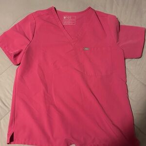 Figs Pink V-Neck Scrub Top